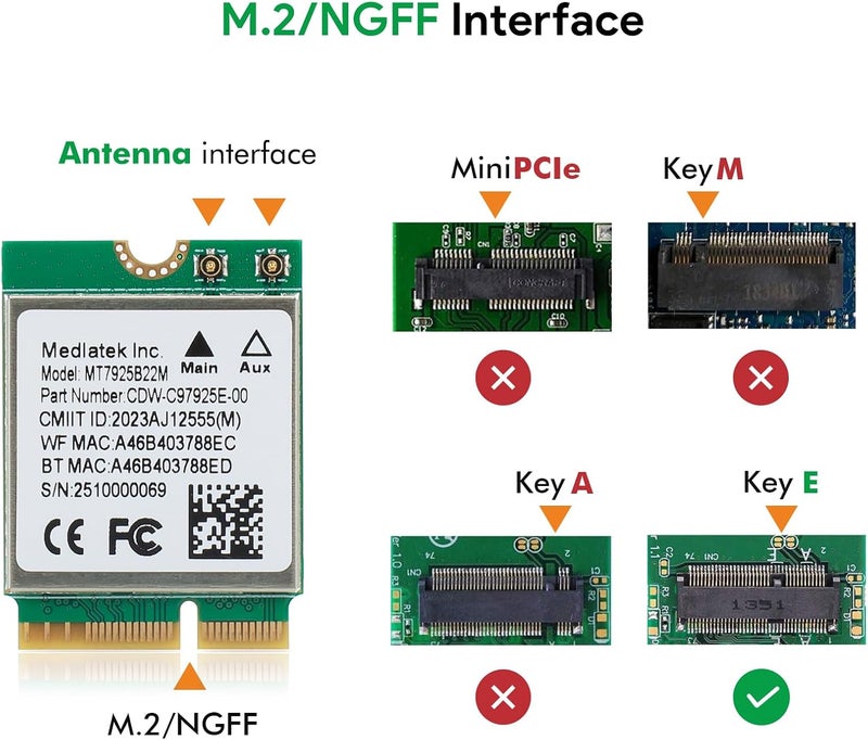 EDUP WiFi 7 Card BE6500 M.2 2230 Wi-Fi 7 Wireless Network Card for Laptop, Bluetooth 5.4 Tri-Band 6G/5G/2.4Ghz OFDMA 802.11be, Compatible with Intel/AMD Windows 11 (64-Bit) and Linux Kernel 6.7+ - Image 5